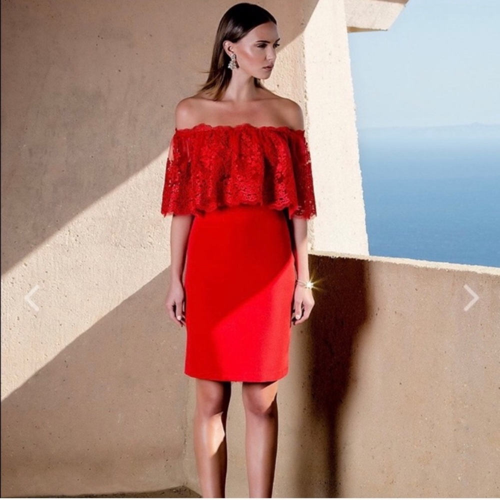 BADGLEY MISCHKA RED MIDI DRESS SIZE 2
